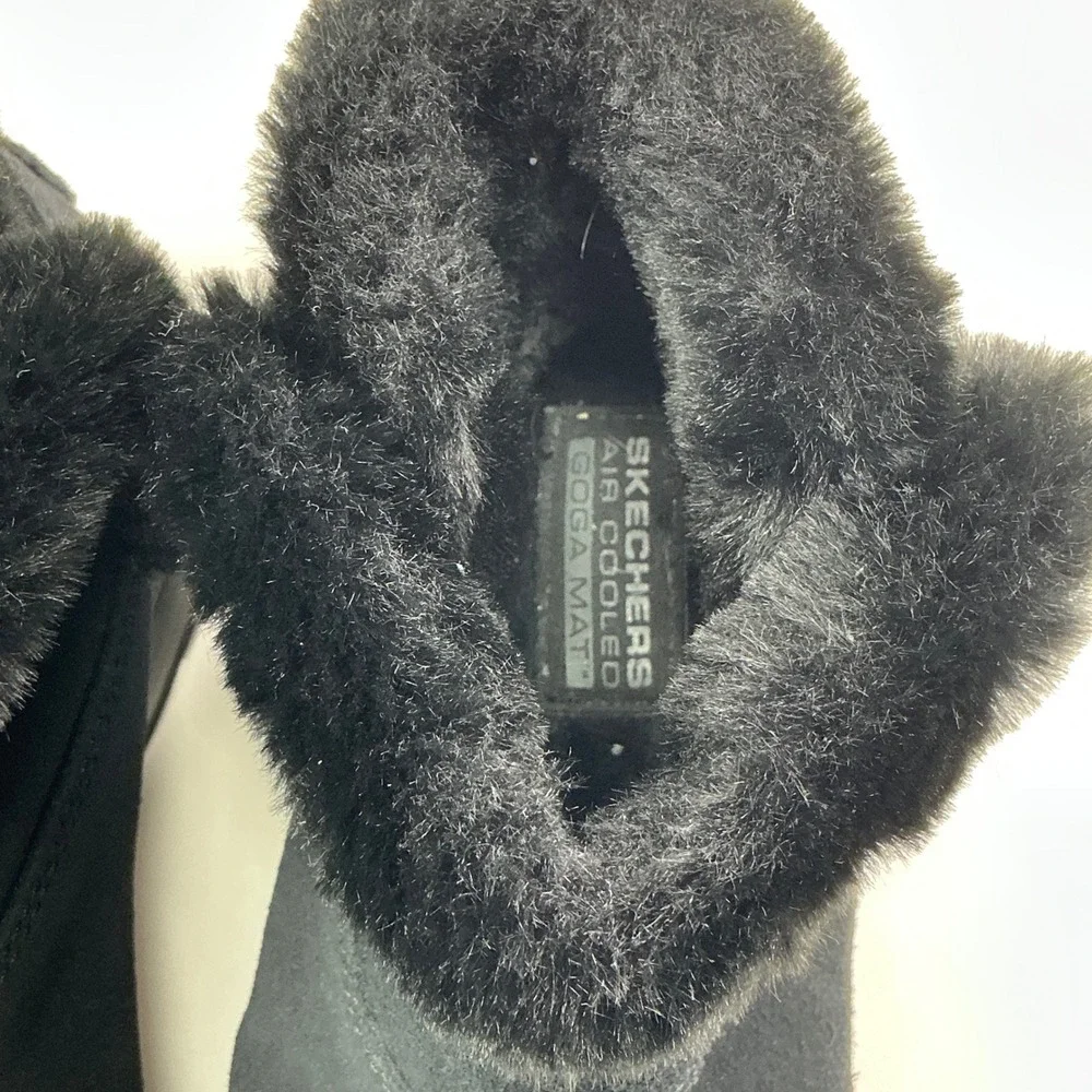 Skechers Black On-The-Go Joy Boots Kids Size 7 Suede Faux Fur 15501SA